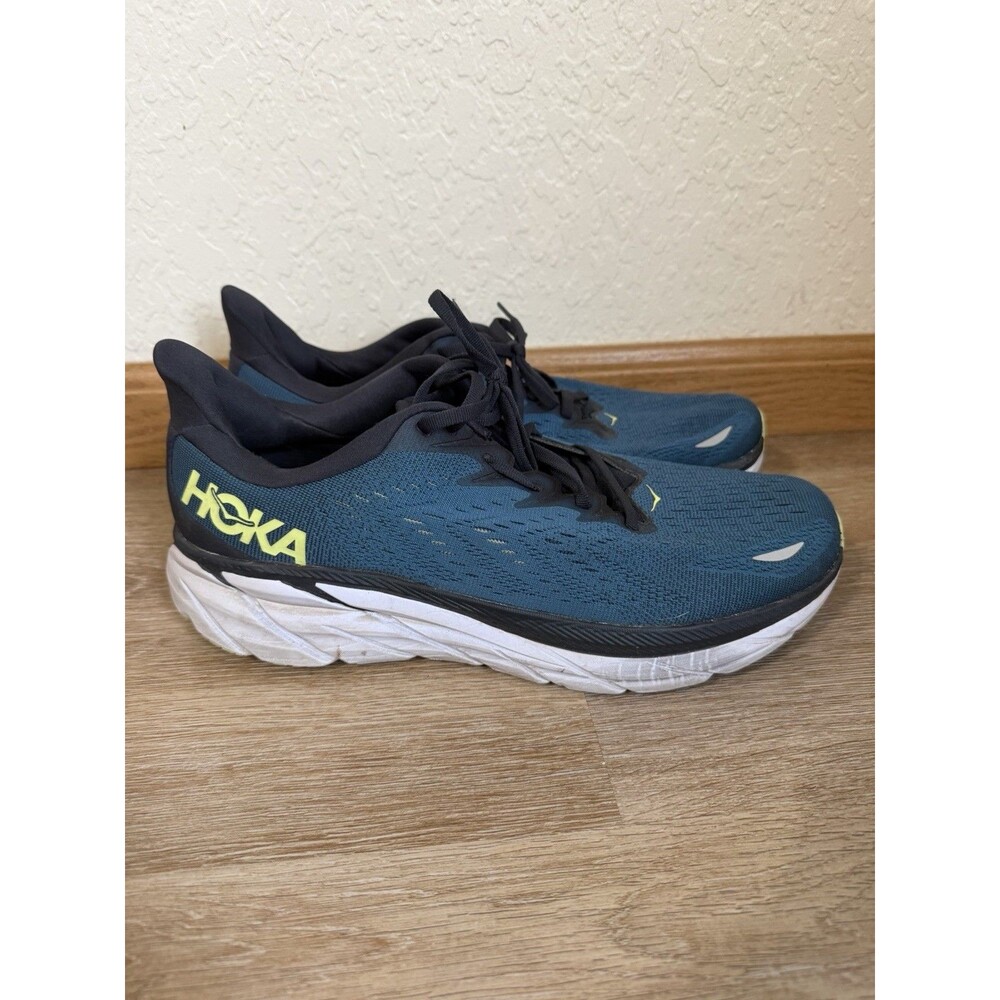 Hoka One One HOKA Clifton 8 Blue Green Men’s Size 10.5EE Running Comfort Shoe